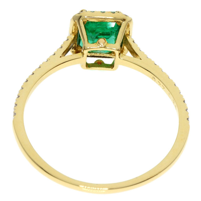 K18 エメラルド・ダイヤモンド 一文字リング 品番r22-77