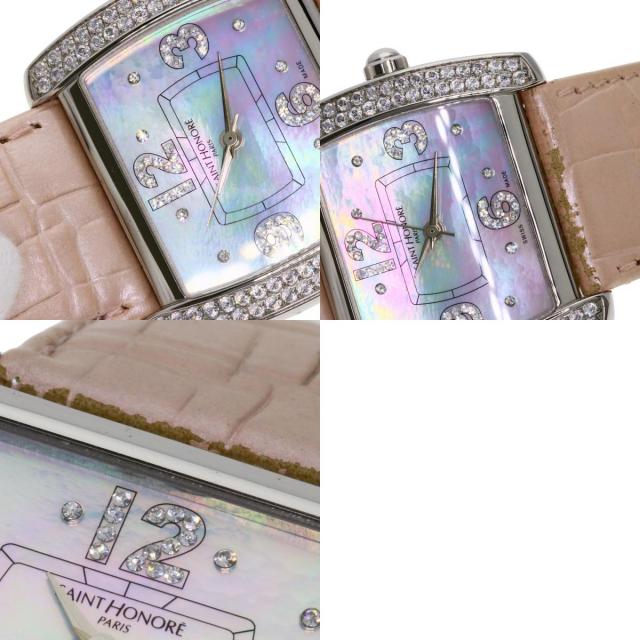 美品】サントノーレ ブルーシェル スクエア クォーツ レディース  