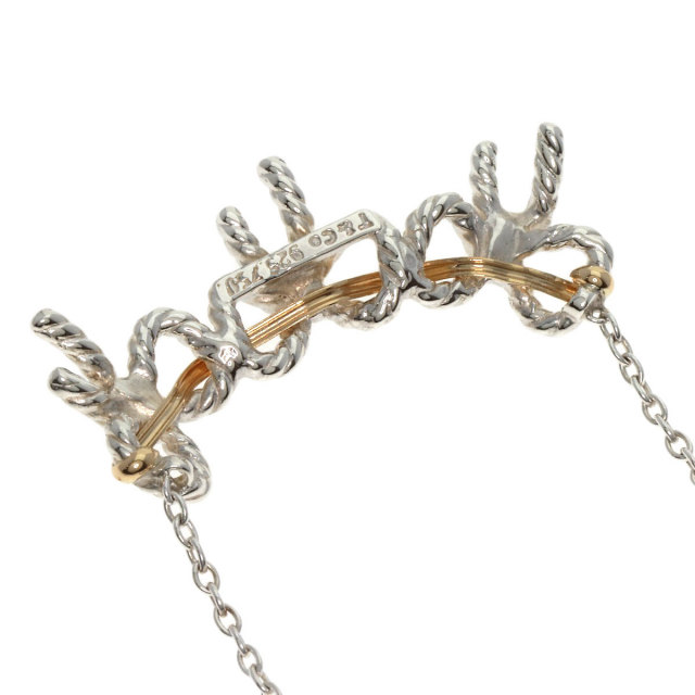 TIFFANY&Co. ティファニー トリプルリボン ネックレス シルバー/K18YG 