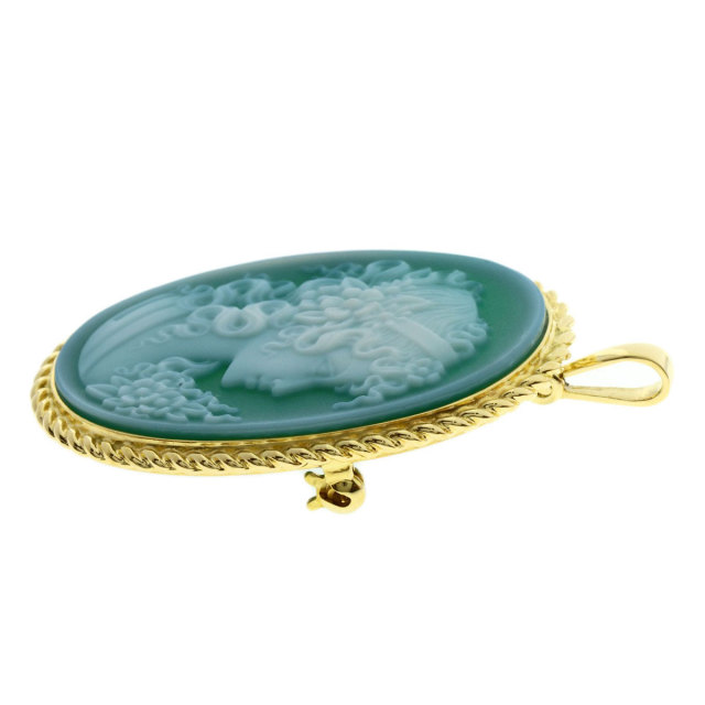 ストーンカメオ ブローチ K18イエローゴールド 11.54g レディース 