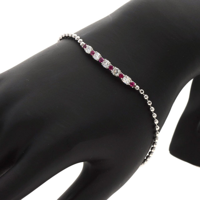 0.65ct ダイヤモンド ルビー ブレスレット プラチナPT850 7g