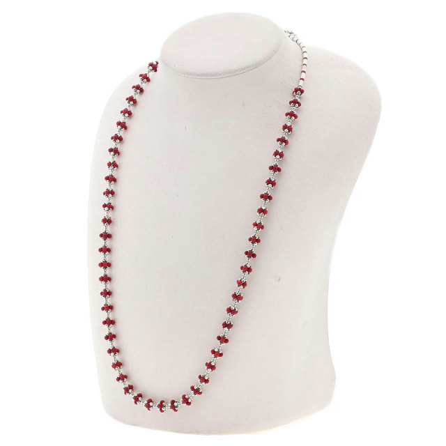 サンゴ 珊瑚 ネックレス K18ホワイトゴールド 19.1g レディース 