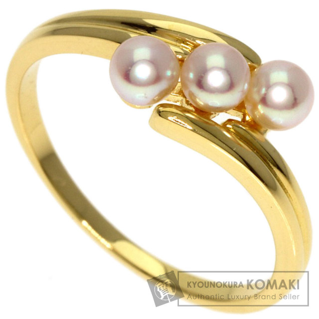 MIKIMOTO ミキモト K18 3Pパールリング MIKIMOTO ミキモト 3P パール 真珠 リング・指輪 K18イエロー