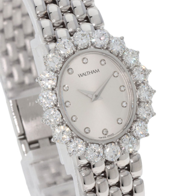WALTHAM ウォルサム ダイヤ風ベゼル クォーツ腕時計 シルバー925 WALTHAM ウォルサム ダイヤベゼル シルバー クオーツ 腕時計 レディース