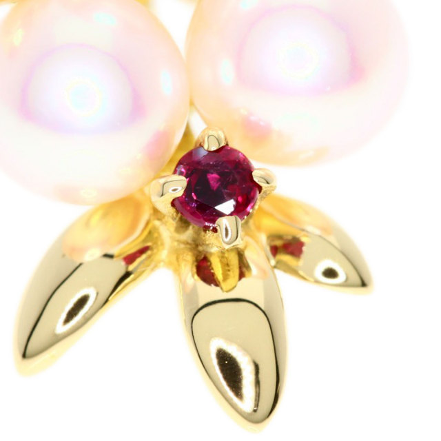 TASAKI タサキ アコヤパール 真珠 ルビー ピアス K18イエローゴールド 
