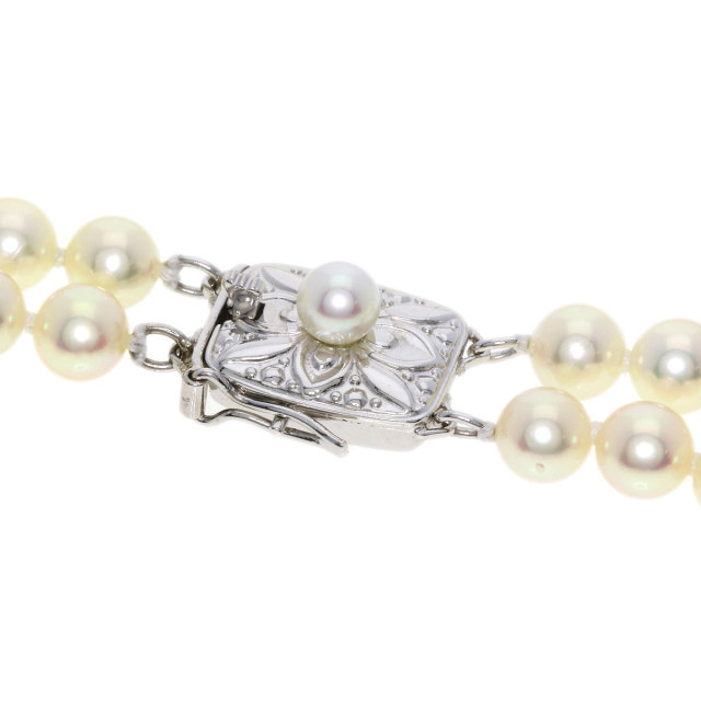MIKIMOTO ミキモト アコヤパール 真珠 2連 ネックレス K14ホワイト 