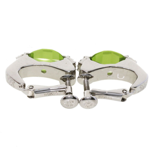 2.95ct プレフィート ペリドット ダイヤモンド イヤリング K18ホワイト  