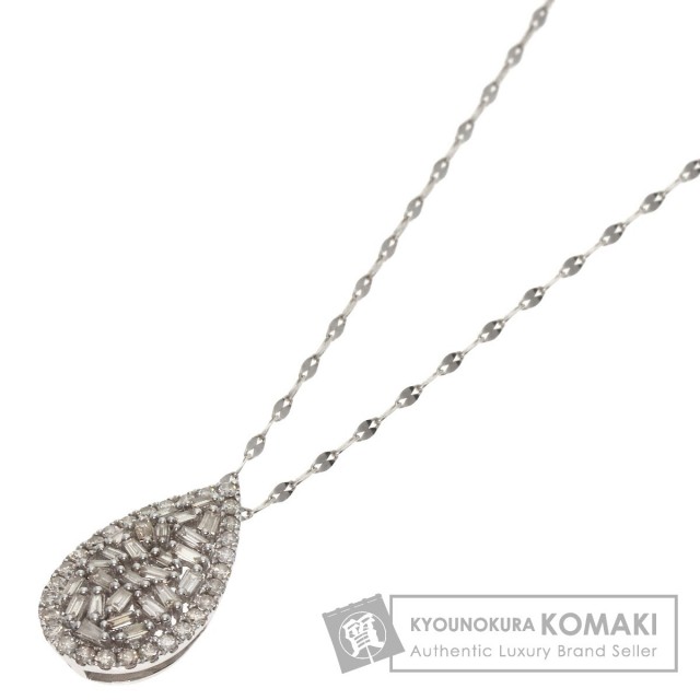 0.3ct ダイヤモンド しずくモチーフ ネックレス K18ホワイトゴールド 