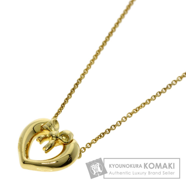 ティファニー イエローゴールド ハートリボンネックレス