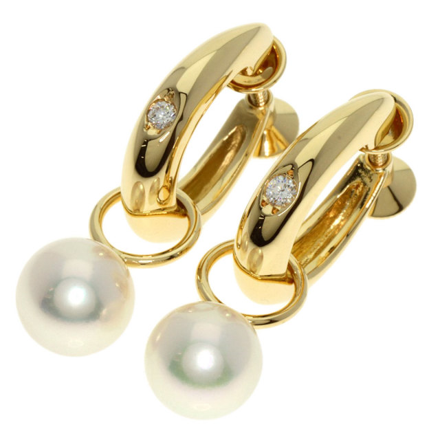 新品同様】 ミキモト MIKIMOTO アコヤ真珠 7.0mm イヤリング K18 YG  