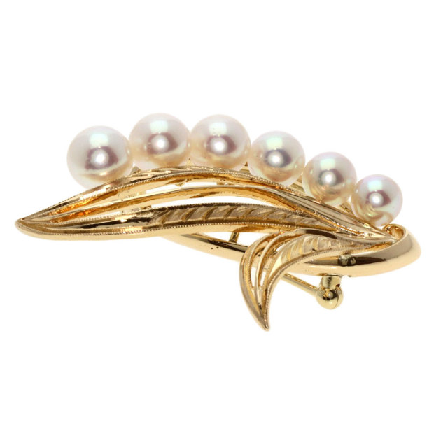 MIKIMOTO ミキモト パール 真珠 ブローチ K14イエローゴールド レディース