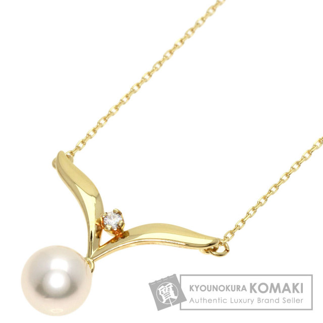 MIKIMOTO ミキモト パール 真珠 1P ダイヤモンド ネックレス K18 
