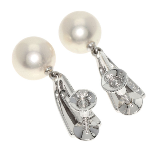 MIKIMOTO ミキモト パール 真珠 ダイヤモンド イヤリング K14ホワイト 