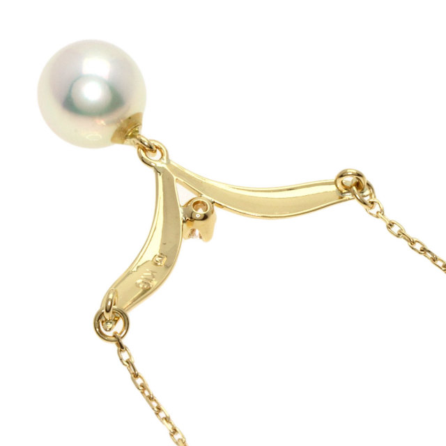 MIKIMOTO ミキモト パール 真珠 1P ダイヤモンド ネックレス K18 