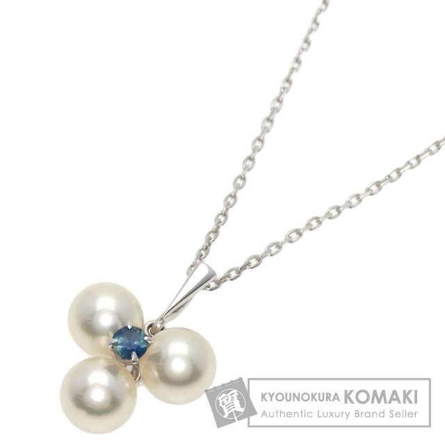 MIKIMOTO ミキモト パール 真珠 ブルーストーン ネックレス K14