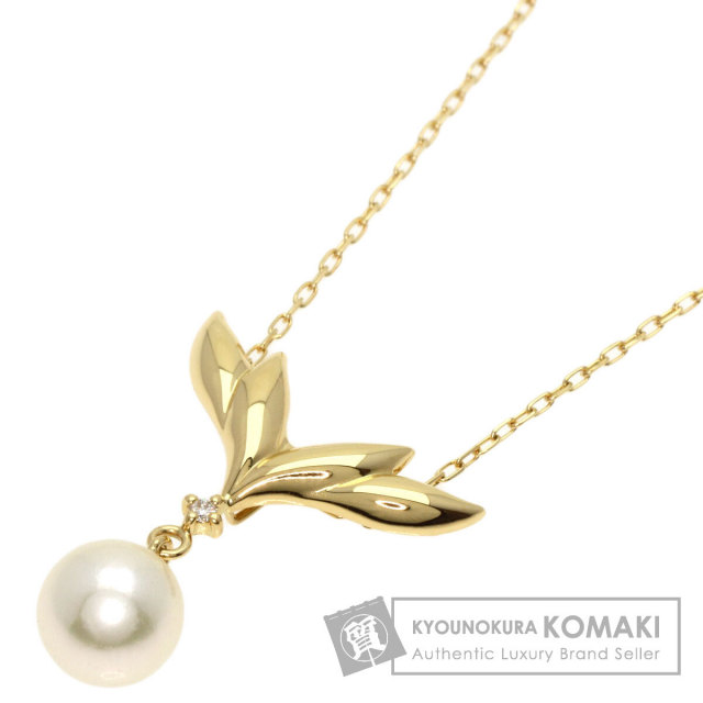 MIKIMOTO ミキモト パール 真珠 1P ダイヤモンド ネックレス K18 