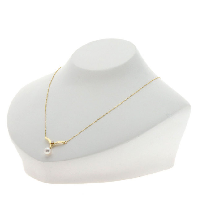 MIKIMOTO ミキモト パール 真珠 1P ダイヤモンド ネックレス K18  