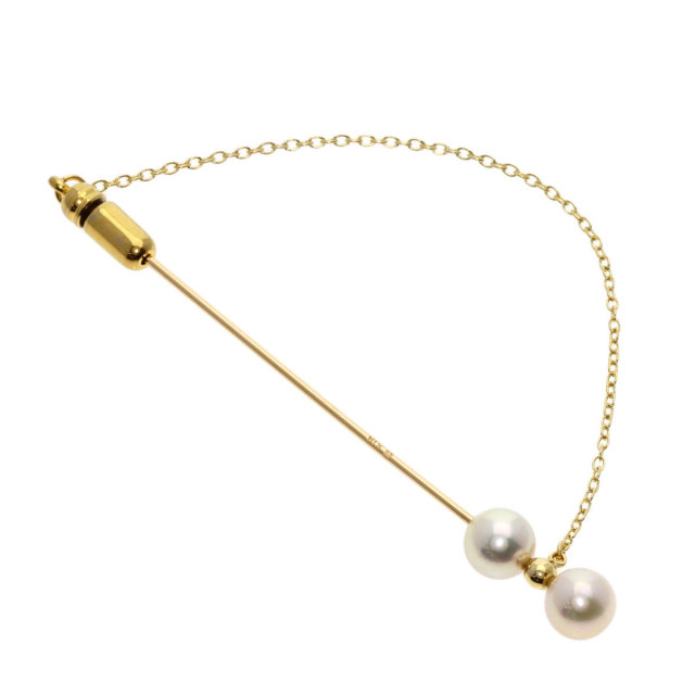 MIKIMOTO ミキモト パール 真珠 ピンブローチ ブローチ K18イエロー 