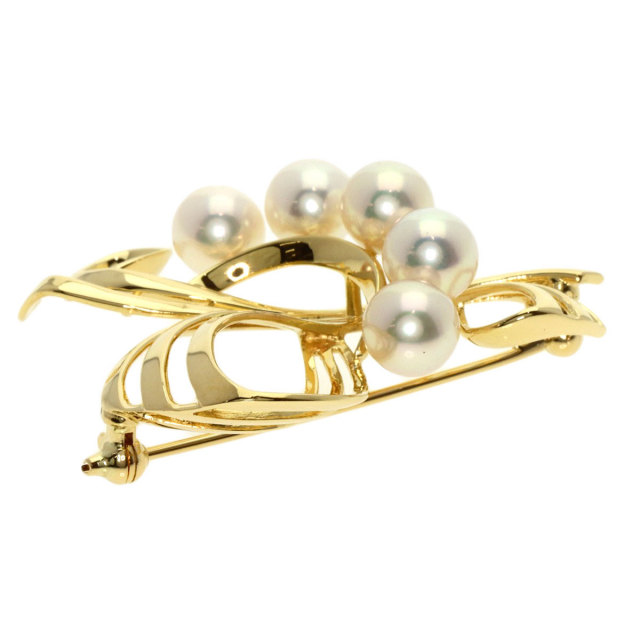 MIKIMOTO ミキモト パール 真珠 ブローチ K18イエローゴールド レディース