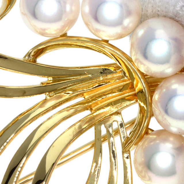 MIKIMOTO ミキモト パール 真珠 ブローチ K18イエローゴールド レディース