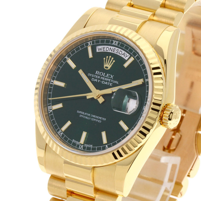 ROLEX ロレックス 118238 デイデイト グリーン 腕時計 K18