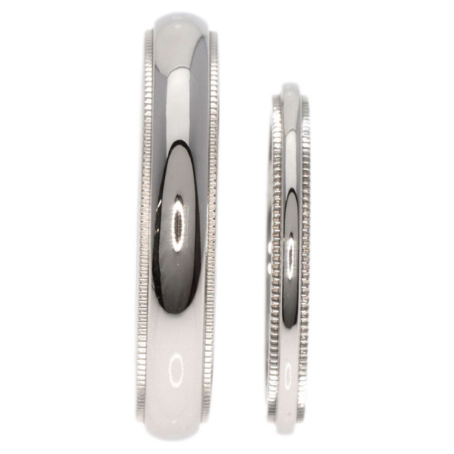 TIFFANY&Co. ティファニー ミルグレイン バンド ペア リング・指輪  