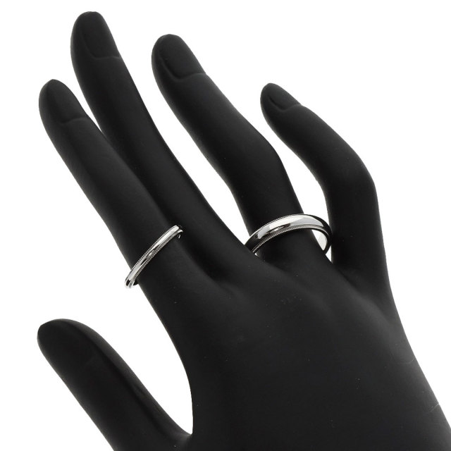 TIFFANY&Co. ティファニー ミルグレイン バンド ペア リング・指輪 