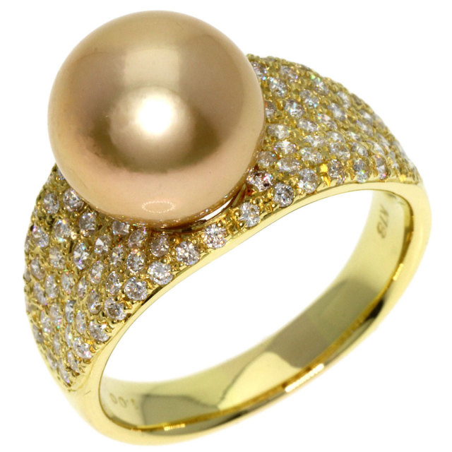 K18 18金 パール ダイヤモンドリング 1ct 8.9g