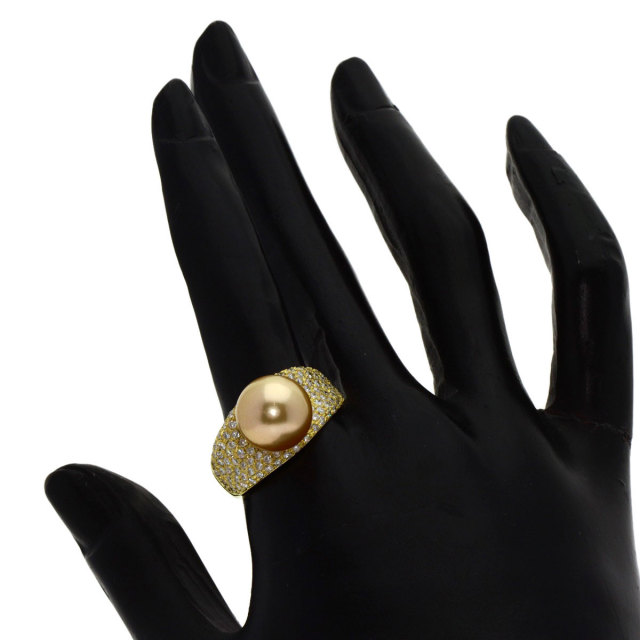 K18 18金 パール ダイヤモンドリング 1ct 8.9g