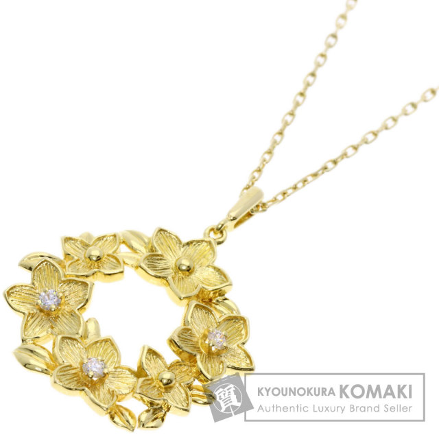 MIKIMOTO ミキモト フラワーモチーフ ダイヤモンド ネックレス K18 
