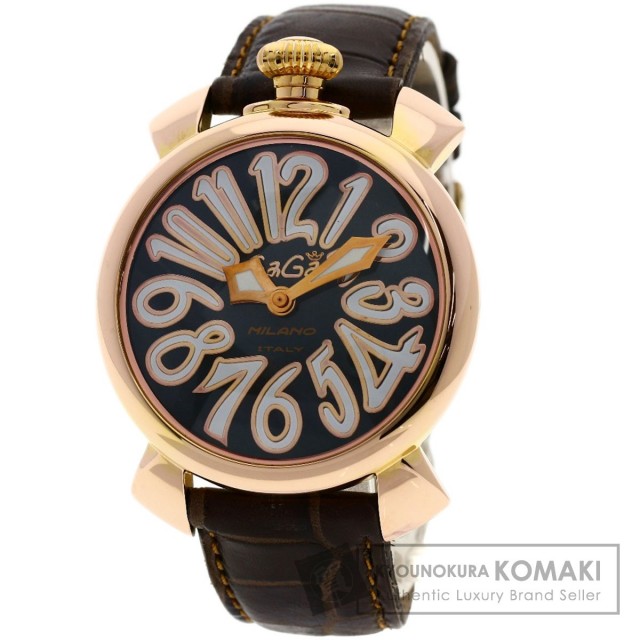 Gaga Milano ガガ・ミラノ マヌアーレ 40mm 腕時計 GP/革 メンズ