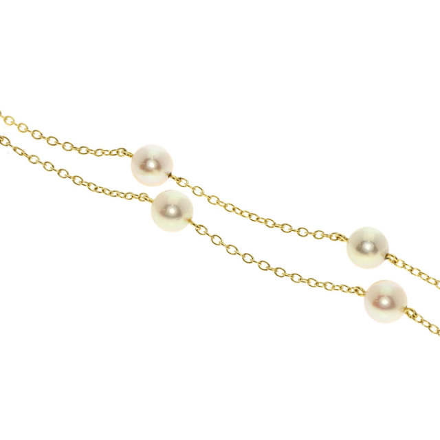 MIKIMOTO ミキモト アコヤパール 真珠 ステーション ネックレス K18