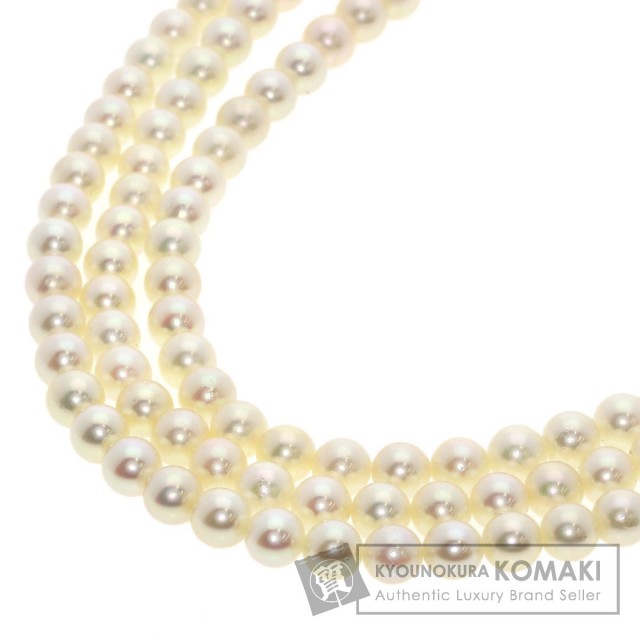 MIKIMOTO ミキモト パール 真珠 3連 ネックレス シルバー レディース 
