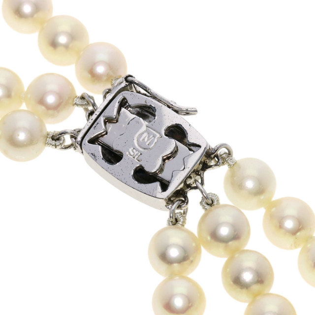 MIKIMOTO ミキモト パール 真珠 3連 ネックレス シルバー レディース