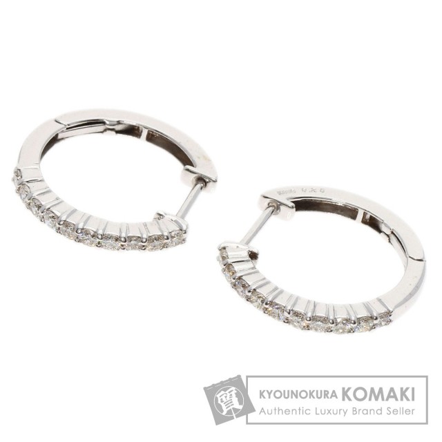 0.25ct ダイヤモンド フープ ピアス K18ホワイトゴールド 3.3g レディース 