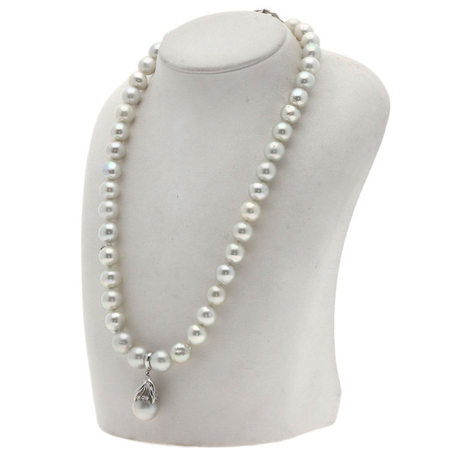 南洋バロックパール 真珠 ネックレス シルバー 89.5g レディース 