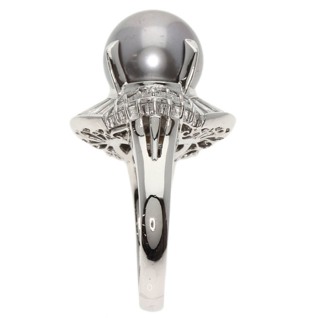 ブラックパール 真珠 ダイヤモンド リング・指輪 プラチナPT900 16g  