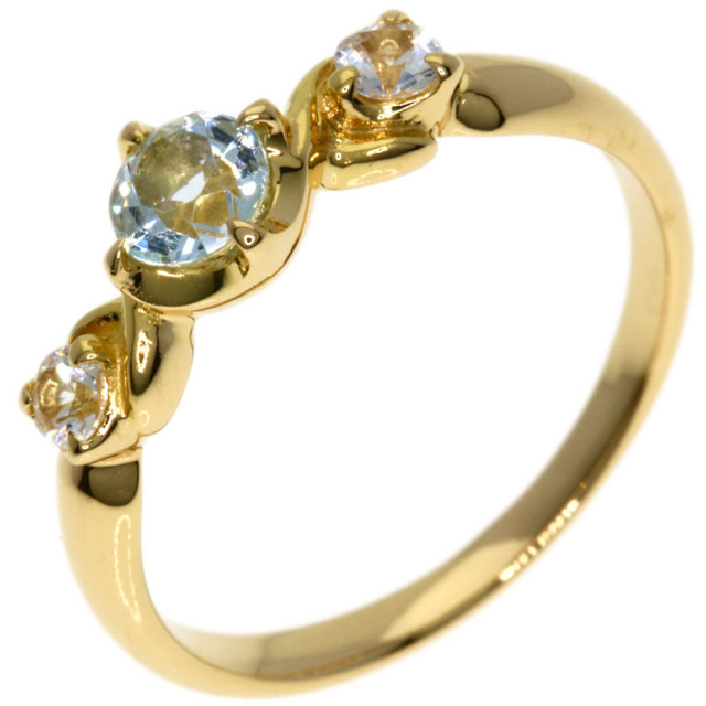 K18 YG イエローゴールド リング □ 14号 アクアマリン 4.6g  