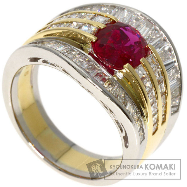 R2.05ct ルビー ダイヤモンド リング・指輪 プラチナPT900/K18YG 15.5g  