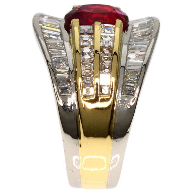 R2.05ct ルビー ダイヤモンド リング・指輪 プラチナPT900/K18YG 15.5g 
