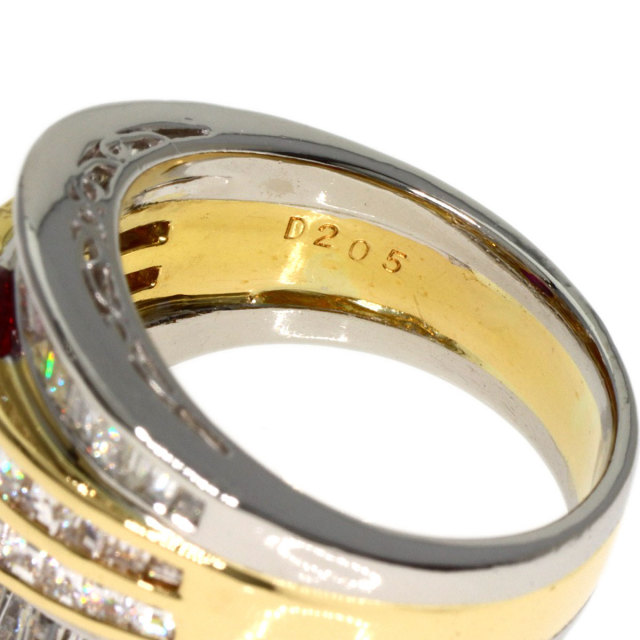 R2.05ct ルビー ダイヤモンド リング・指輪 プラチナPT900/K18YG 15.5g 