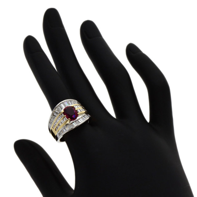 R2.05ct ルビー ダイヤモンド リング・指輪 プラチナPT900/K18YG 15.5g 