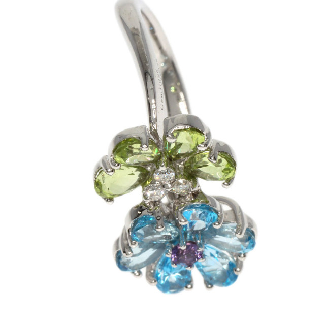 ジェムティーク ブルートパーズ ペリドット ダイヤモンド リング・指輪