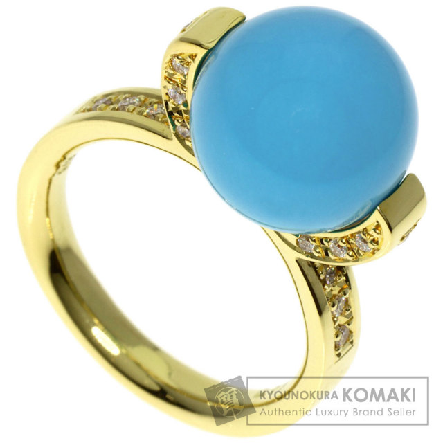 トルコ石 リング 指輪 K18 K18 K10 天然 ターコイズ 一粒 ダイヤ