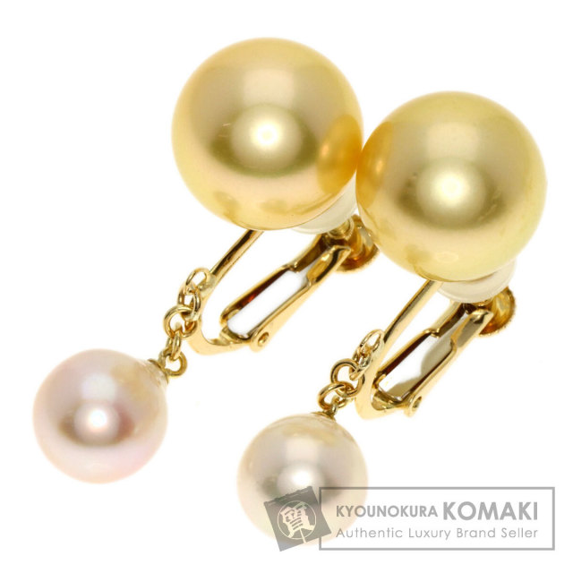 白蝶 アコヤパール 真珠 イヤリング K18イエローゴールド 7.2g レディース 
