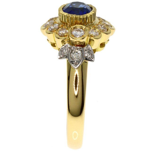 0.97ct サファイア ダイヤモンド リング・指輪 K18イエローゴールド 