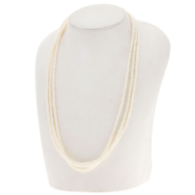 淡水パール 真珠 3連 ネックレス 金属製 37.6g レディース 