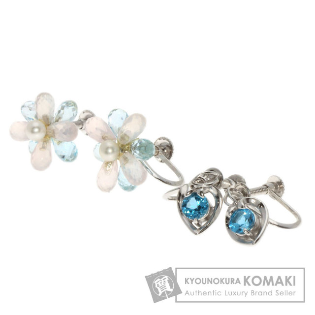 フラワーモチーフ イヤリング 2点セット イヤリング K18ホワイト  