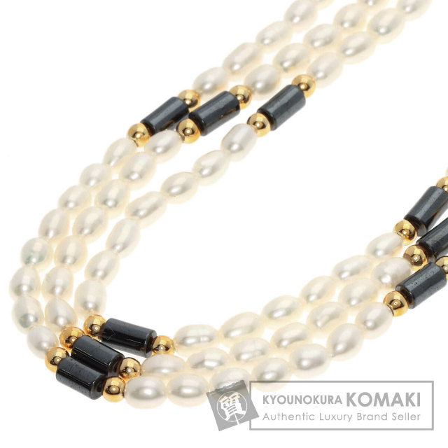 セレクトジュエリー ネックレス 淡水パール 真珠 ヘマタイト 3連