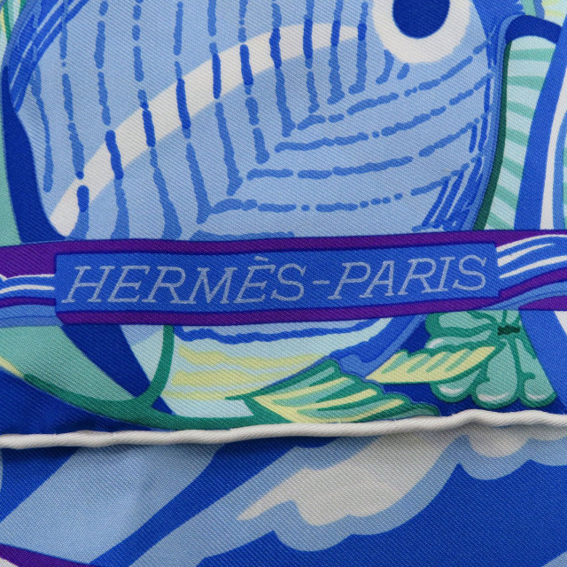 HERMES エルメス カレ90 海モチーフ スカーフ シルク レディース 